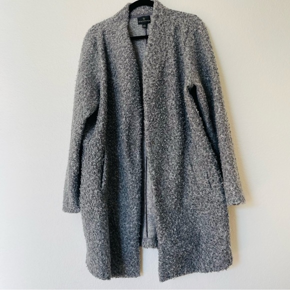 Worthington woman’s down coat size XXL gray one button long warm sheep texture - Picture 2 of 10